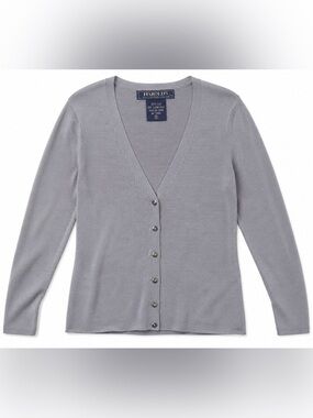 Vintage Harold’s 100% Silk Gray Cardigan Quiet Luxury Old Money Preppy Chic S